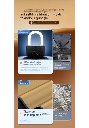 Katlanır Araç Ön Camı Güneşliği Küçük Altın 02