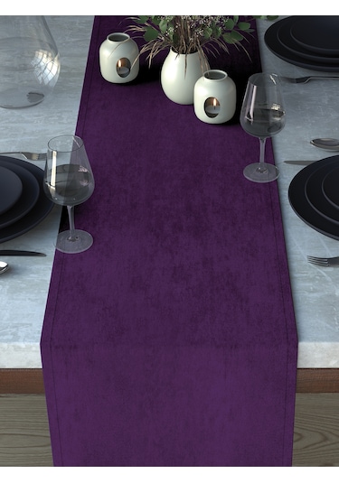 Kadife Dokulu Ametist Rengi Runner Ametist Rengi