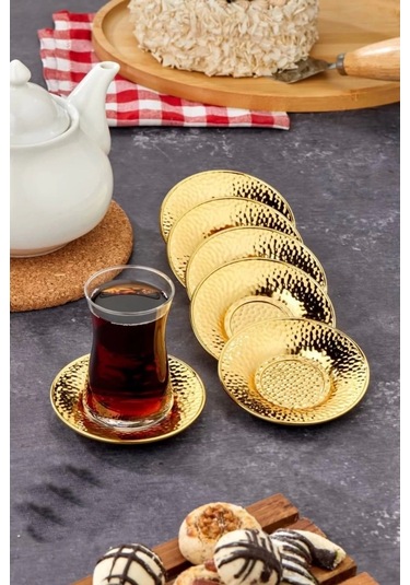 Cooker Ckr3579 Dövme Desen Çay Tabağı 6 Lı Çok Renkli