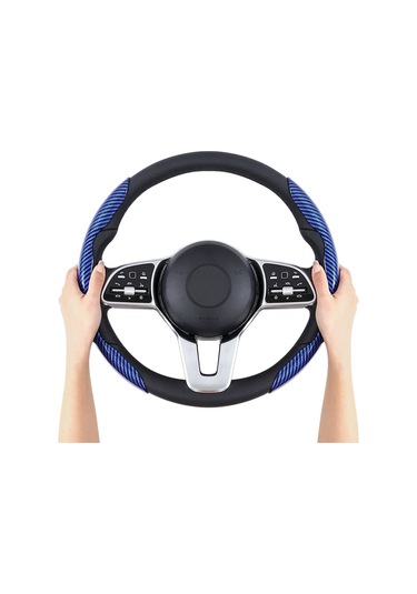 2025 Yeni Lüks Parlak Karbon Fiber Doku Araba Direksiyon Kapağı, Kaymayan, 2pcs Black Siyah