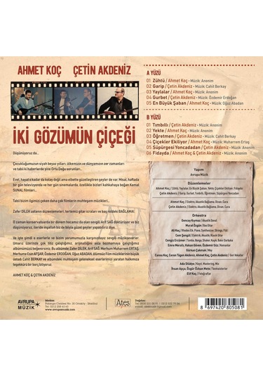Ahmet Koç & Çetin Akdeniz - İki Gözümün Çiçeği Plak