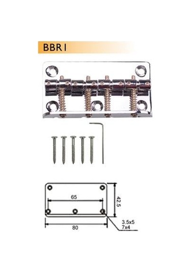 Valencia Bbr1cr Bas Gitar Köprüsü Krom Dr. Parts 4 Telli - 80mm - Vintage Tip