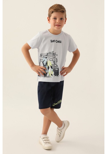 Rolypoly Surf Beyaz Erkek Çocuk Bermuda Takım 5274-42997 Beyaz