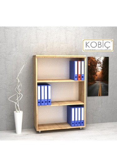 Kobiç Ofis Dosya Dolabı Raflı Suntalam Dolap 70x35x115 Cm Meşe Meşe