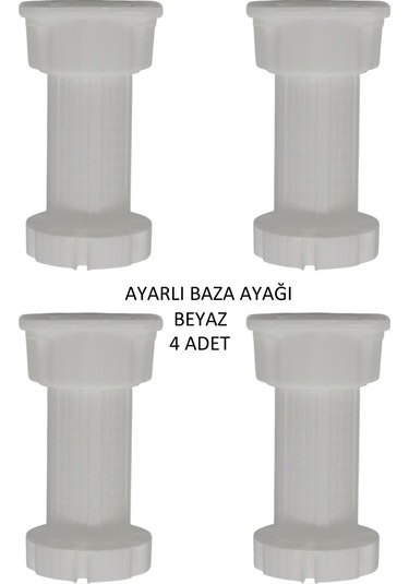 Ayarlanabilir Plastik Baza Ayağı 10-15 Cm, Beyaz, Çok Amaçlı Dolap Ayağı 4 Adet Beyaz