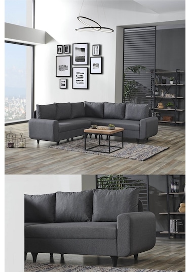 Kagu Corner Flavia Plus Köşe Takımı Koyu Gri