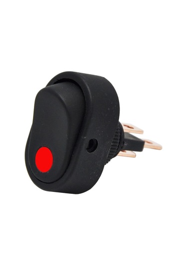 Oval Üniversal Elektrik Anahtarı 1-0 Kırmızı Ledli Rocker 3 Fişli