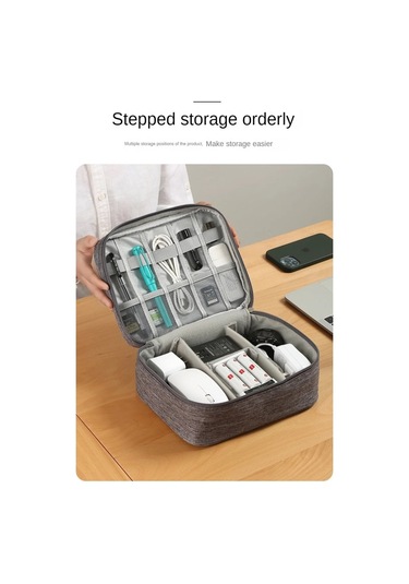 Kablo Saklama Çantası Su Geçirmez Dijital Elektronik Organizatör Gri