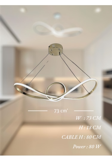 Ey Shop Eskitme Papyon Model 3 Renk Led Kumandalı Avize Eskitme - Gold