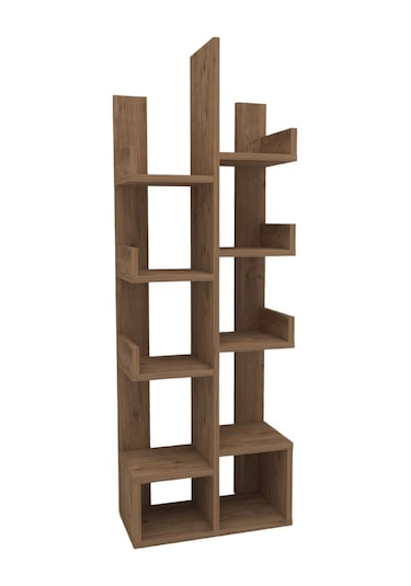 Gemini 10 Bölmeli Raflı Dekoratif Kitaplık Ofis Kitaplığı Dolap Evrak Rafı Ev Ofis Rafı - Çam