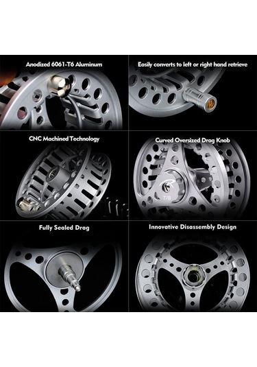 Novahub Skycıty Alüminyum Sinek Olta Makarası - 3/4, 5/6, 7/8 Boyut - Cnc İşleme - Siyah/gümüş/yeşil/mavi