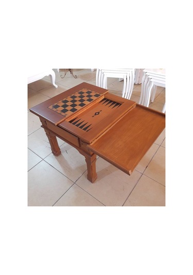 Orta sehpa SATRANÇ-TAVLA Küçük Kayın Lükens Aslan Ayak El yapım Yakarak nakış Kutuda sevk El Yapım