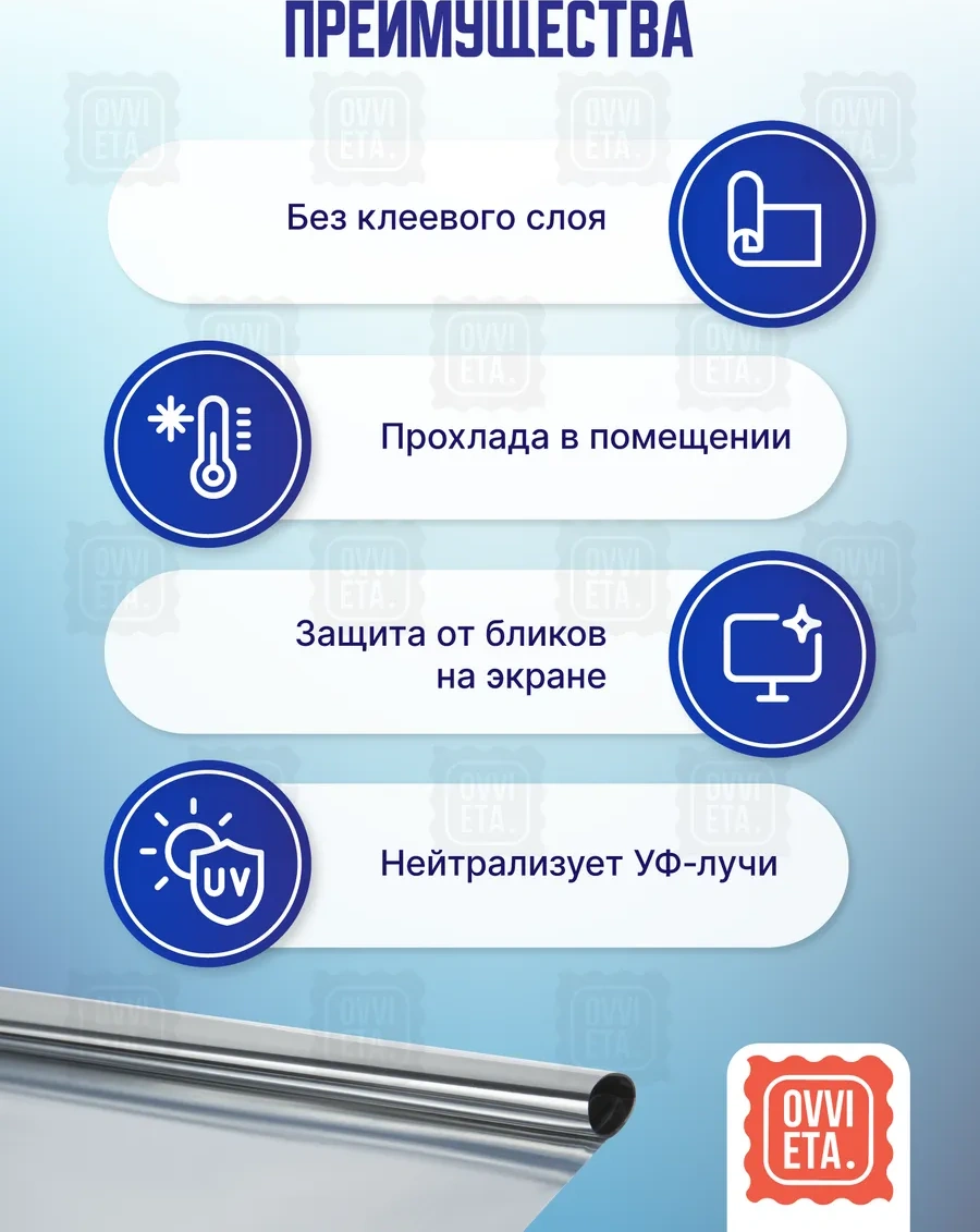 Ovvıeta Işık Yansıtıcı Cam Filmi Güneş Koruyuculu 1x3 M, 3 Adet. 296714904