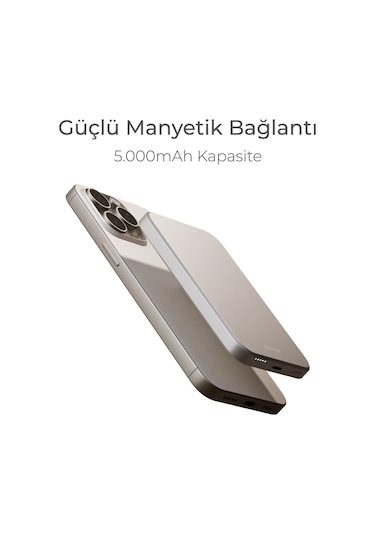 Woyax By Deji 5000 mAh 20 W Magsafe Hızlı Taşınabilir Powerbank Beyaz