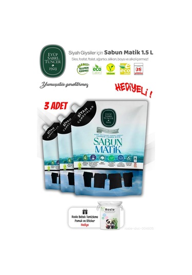 3'lü Siyah Çamaşırlar Sıvı Sabun Matik 1.5 L Ve Rosıe Hediye 1500 ML