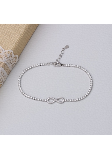 Sonsuzluk Model 925 Ayar Gümüş İnce Suyolu Kadın Bileklik Gümüş