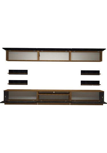 Decoraktiv Trendstyle 8y Mdf Tv Ünitesi Tv Sehpası Ceviz - Siyah Mermer