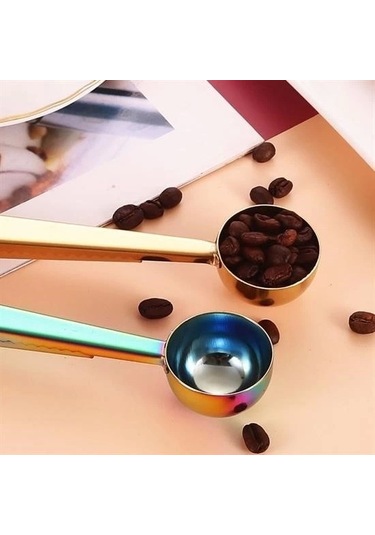 Mandallı Kahve Ölçü Kaşığı Renkli Çok Fonksiyonlu Paslanmaz Çelik Kaşık Çok Renkli