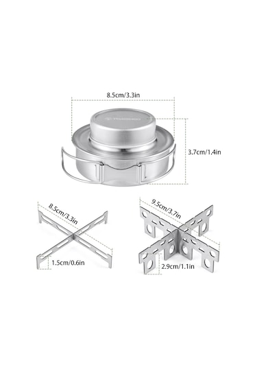Tomshoo Çapraz Standlı Ve Kapaklı Kamp Alkol Sobası Y27173 Gümüş Gümüş
