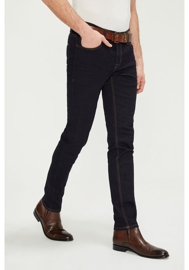 Düz Renk Erkek Kot Pantolon Mavi