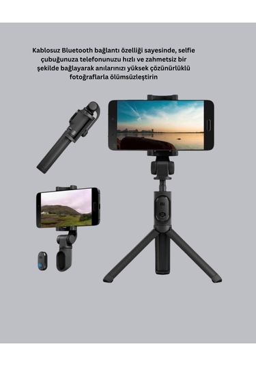 Bfs Kablosuz Bluetooth Selfie Çubuğu 360 Dönebilir Başlık, Taşınabilir Ve Şık Tasarım