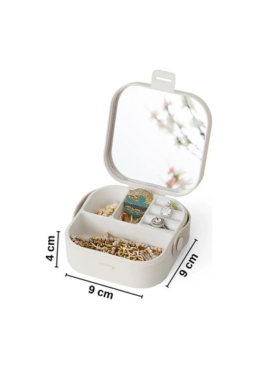 Origa Seyahat Boy Aynalı Takı Organizer Kutusu Mücevher Aksesuar Çantası Yüzük Küpe Düzenleyici