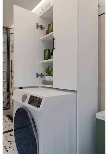 Terra İki Kapaklı Çamaşır Makinesi Dolabı Beyaz