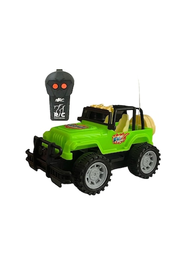 Çocuk Safari Arazi Aracı Uzaktan Kumandalı Yarım Fonksiyon Ileri Geri Oyuncak Jeep Jip Araba - Yeşil