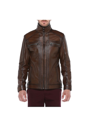 Derinss Der166 Hakiki Deri Erkek Taba Mont