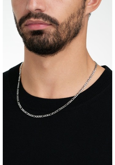 Figaro Model Erkek Paslanmaz Çelik Zincir Kolye İnce 4 Mm Eck06k