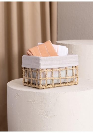 The Mia Braid Hasır Organizer Sepet Naturel 22x14x13 Cm