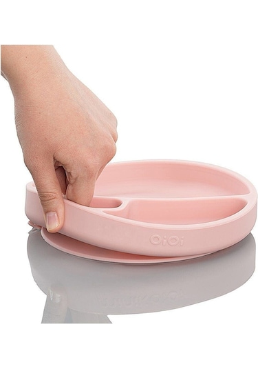 Oioi Porsiyon Vakum Tabanlı Silikon Tabak Pembe