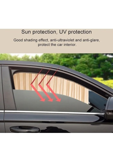 Tongxida 4'ü 1 Arada Araba Oto Güneşlik Perdeleri Ön Cam Örtüsü Seti Kırmızı, Altın