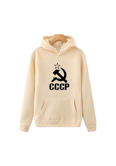 Fildişi Erkekler Kapüşonlular Turuncu Pembe Mor Sonbahar Yeni Cccp Mektup Baskı Rahat Tişörtü Erkek/kadın Kapüşonlular Tişörtü Fildişi