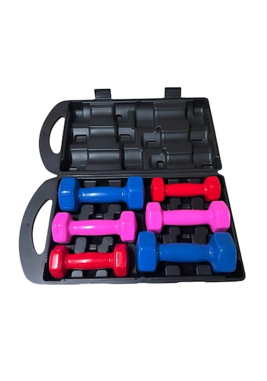10 Kg Vinly Kaplı Dipping Dumbbell Set Kadınlar İçin Çantalı Damb