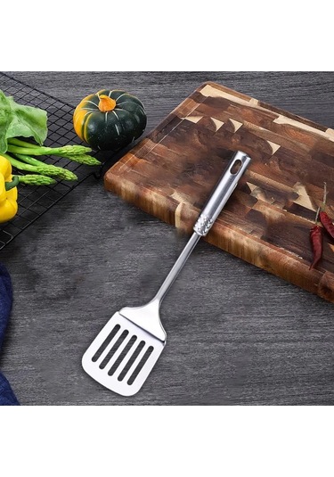 Qingmipy 32 Cm Paslanmaz Çelik Barbekü Ve Izgara Spatulası - Dayanıklı Ve Ergonomik Diğer