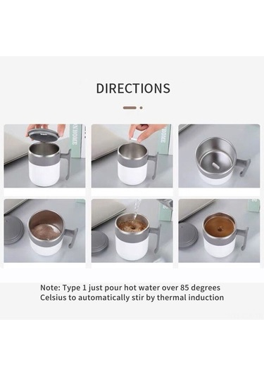 Xindoker 300ml Gri Otomatik Karıştırıcı Bardak, Isı Algılama Ve Elektrikli Seçenekli, Manyetik Teknoloji İle Kahve/milk İçeceği Karıştırıcı, Kapaklı Ve Dengeleyici Termal Gri