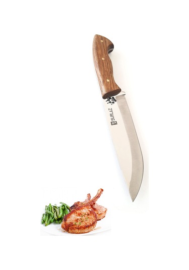 Kamp Mutfak Bıçağı Outdoor Bıçak Şef Bıçağı Patili İşlemeli Kılıflı Bıçak Kahverengi