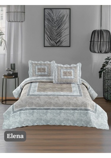 Örtüm Çift Kişilik Kapitone Yatak Örtüsü Açık Kahve