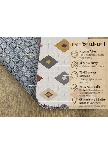 Turkıshrug Kıngdom Modern Çok Desenli Baskı Halı - Salon Halısı Çok Renkli