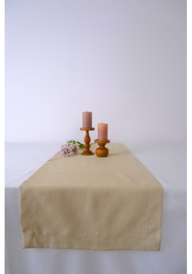 Yakacihome Bona Duck Keten Yıkanabilir Leke Tutmaz Sütlü Kahve Runner 40x140 Cm Krem