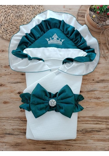 S.kahve Kız Erkek Bebek Battaniyesi Kundağı %100 Pamuklu Doğal Organik Uyku Hastane Çıkısı Yenidoğan Zümrüt Yeşili