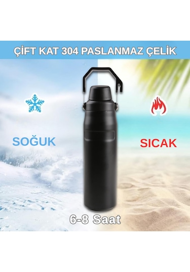 720 Ml Paslanmaz Çelik Çift Katmanlı Termos Siyah
