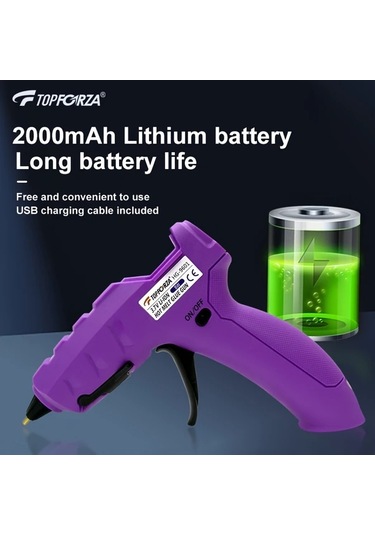 Honeybeeshop Topforza Mini Sıcak Tutkal Tabancası 8w 2000mah Şarj Edilebilir 10 Renkli Çubuk Usb Şarj Anti Damlama Dıy Ev Onarımı