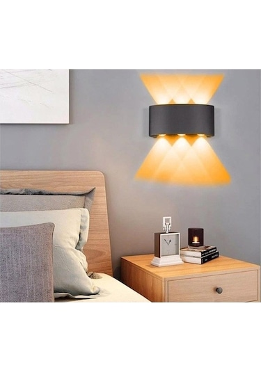 Cata Ledli 12 W Dış Mekan Siyah Kasa Aplik Amber Renk Ct-8011 Beyaz