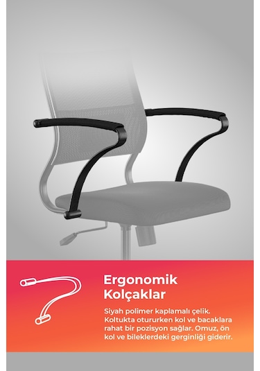 Ergolife Sit Air Ofis Koltuğu Tekerlekli, Yükseklik Ayarlı, Fileli, Siyah, Bilgisayar Sandalyesi -572.60.1.222 Çok Renkli