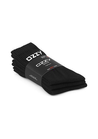 Ozzy Socks 3 Çift Uzun Konçlu Tenis Spor Çorabı Siyah Paket