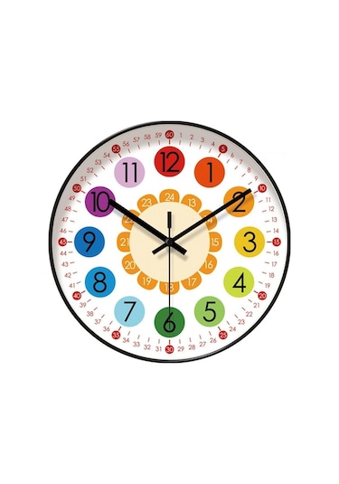 Trendooze Çocuklar İçin Renkli Zaman Saati - Öğretimli Zamanlama Çok Renkli