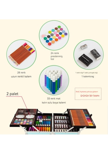 Ikkb Yeni Sanat Kırtasiye Doodle Çocuk Suluboya Kalem Seti Pembe Pony Desen 145 Parça Seti