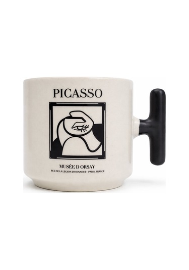 Picasso Line Art T Kulp Seramik Kupa Beyaz - Çok Renkli